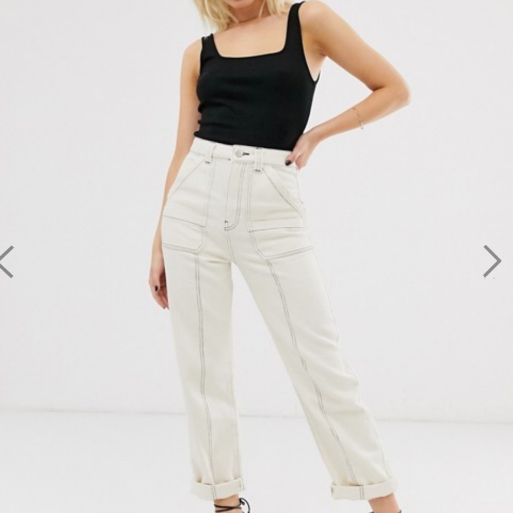 ASOS WHITE contrast stitch utility carrot leg jean
